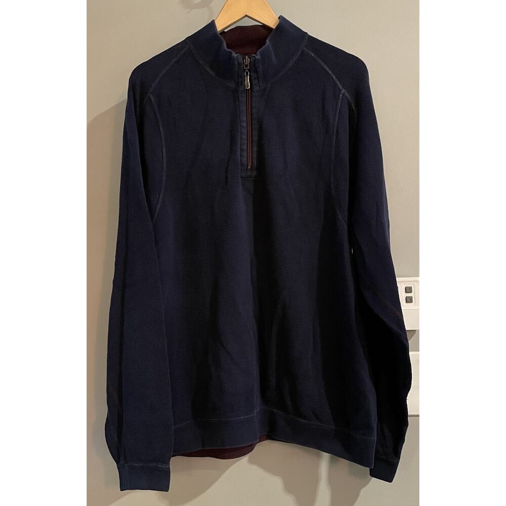 Tommy Bahama Sweater Reversible 1/4 Zip Pullover Mock Neck Mens XXL